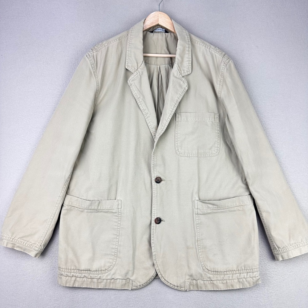 Duluth Presentation Blazer Jacket Mens Large‎ Khaki Cotton Canvas Fire Hose Work